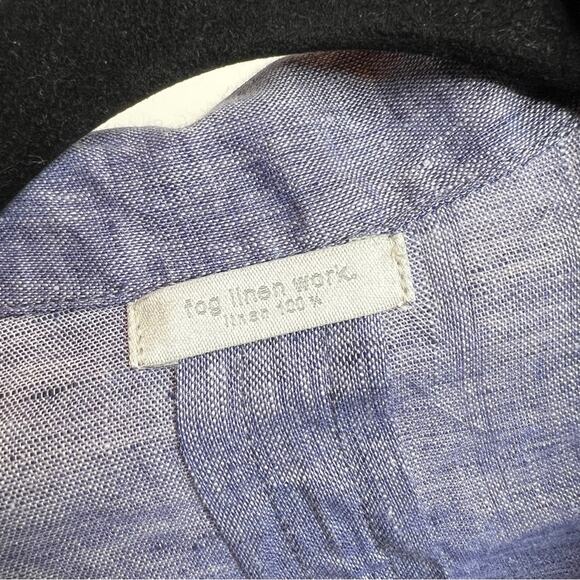 Fog Linen Work Blue Chambray Button Down 100% Linen Shirt Dress. - Picture 8 of 8
